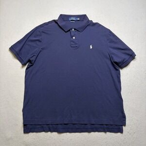 Polo Ralph Lauren Polo Shirt Mens XL Navy Blue Pima Soft Touch Short Sleeve Pony